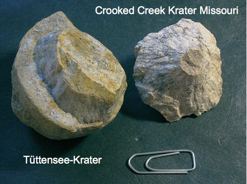 Shatter Cones vom Tüttensee-Krater  mit Vergleich